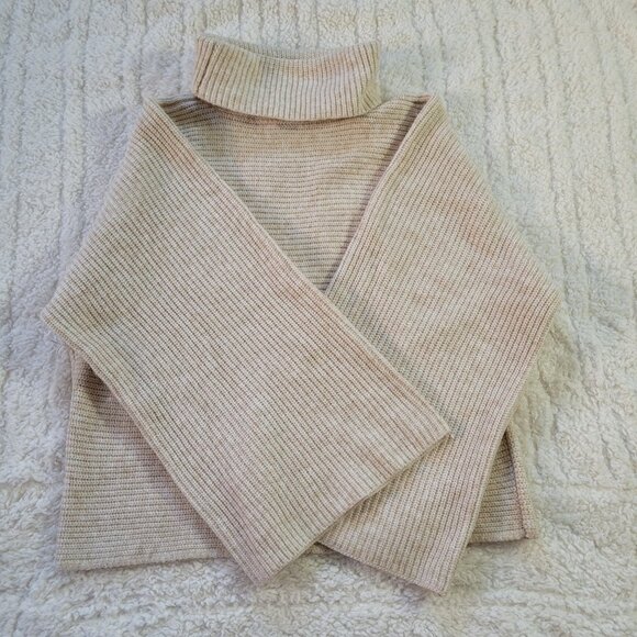 NWT Cozy Women’s Worthington Sz Lg Bell Sleeve Turtleneck Sweater Cream - Picture 12 of 13